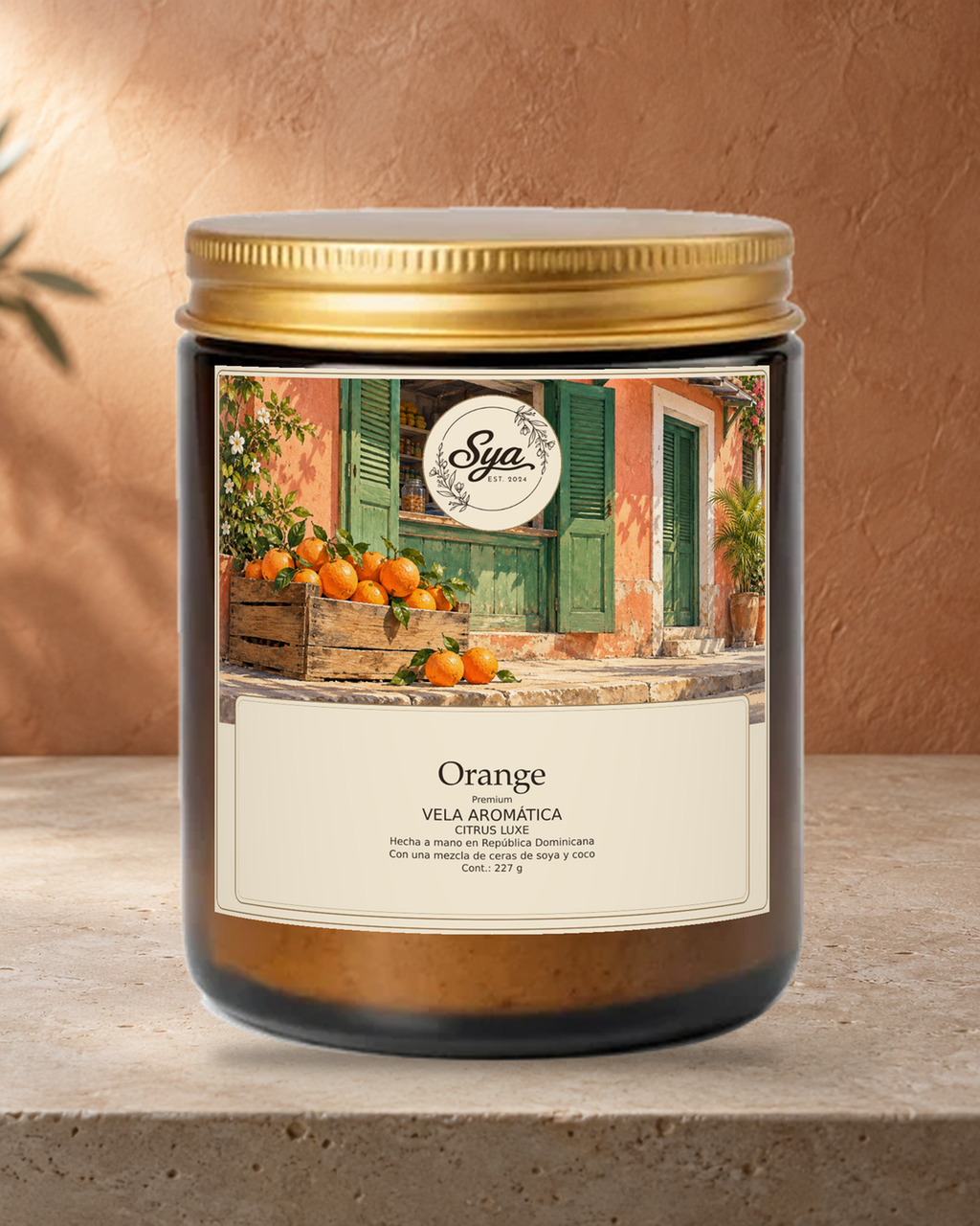 Vela Sya Orange de Citrus Luxe en escena ambiental.