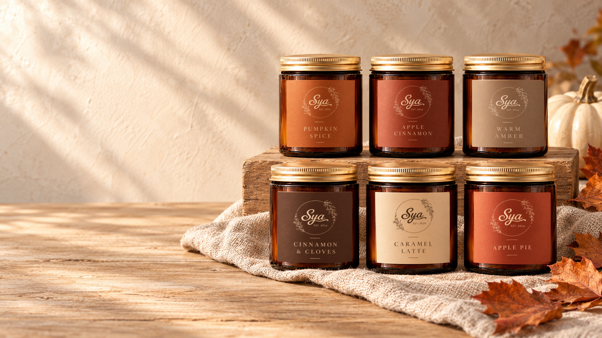 Recreated Autumn Collection campaign scene with six closed candles.