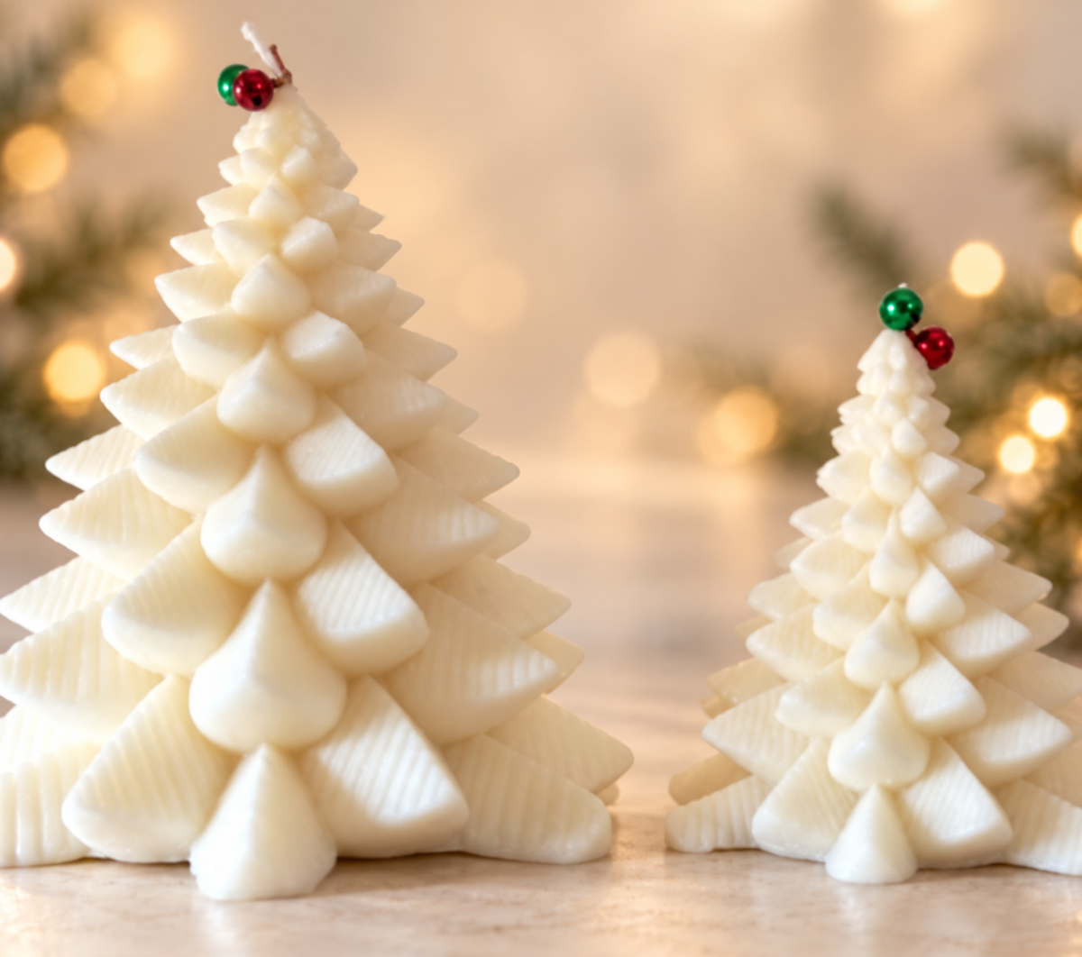 Árboles de hojas con detalle superior · propuesta visual de la colección Navidad de Sya.