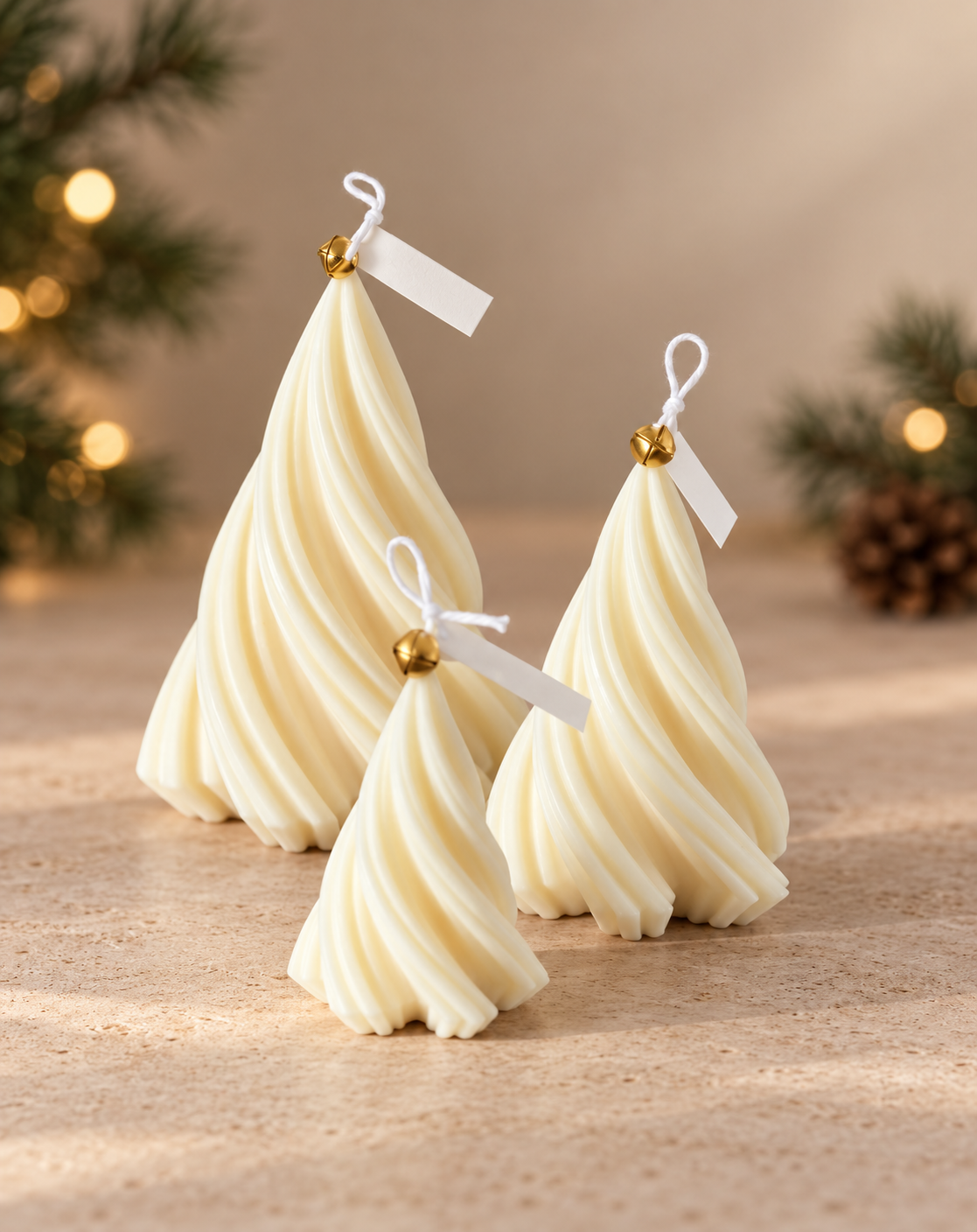 Composición de árboles en espiral · propuesta visual de la colección Navidad de Sya.
