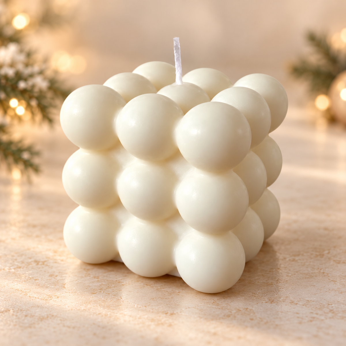 Burbuja de 3 módulos por lado · propuesta visual de la colección Navidad de Sya.