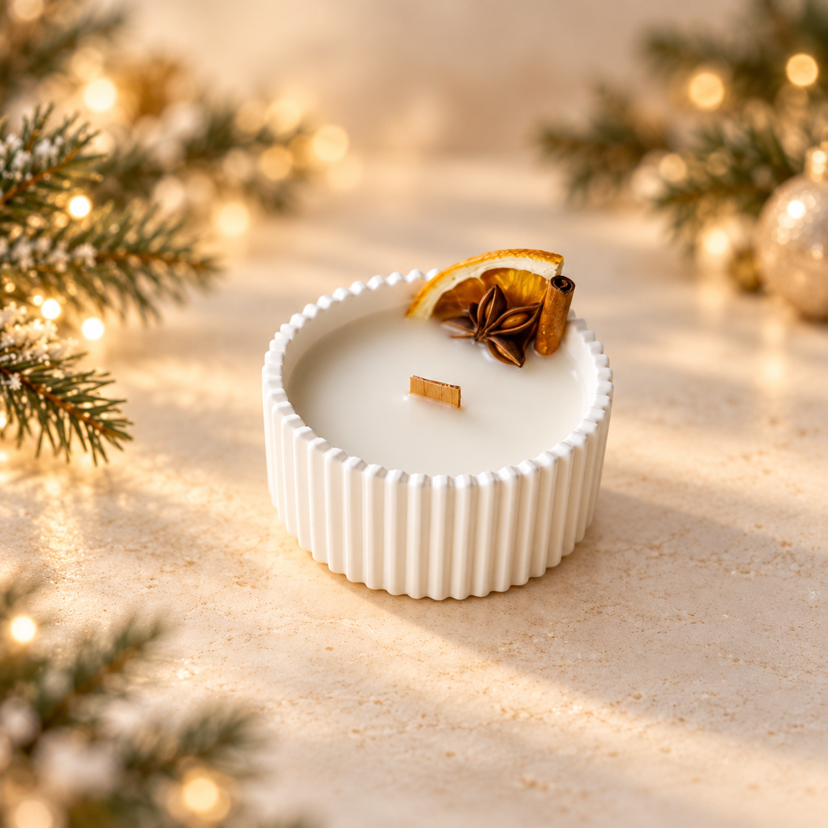 Vela en cuenco acanalado · propuesta visual de la colección Navidad de Sya.