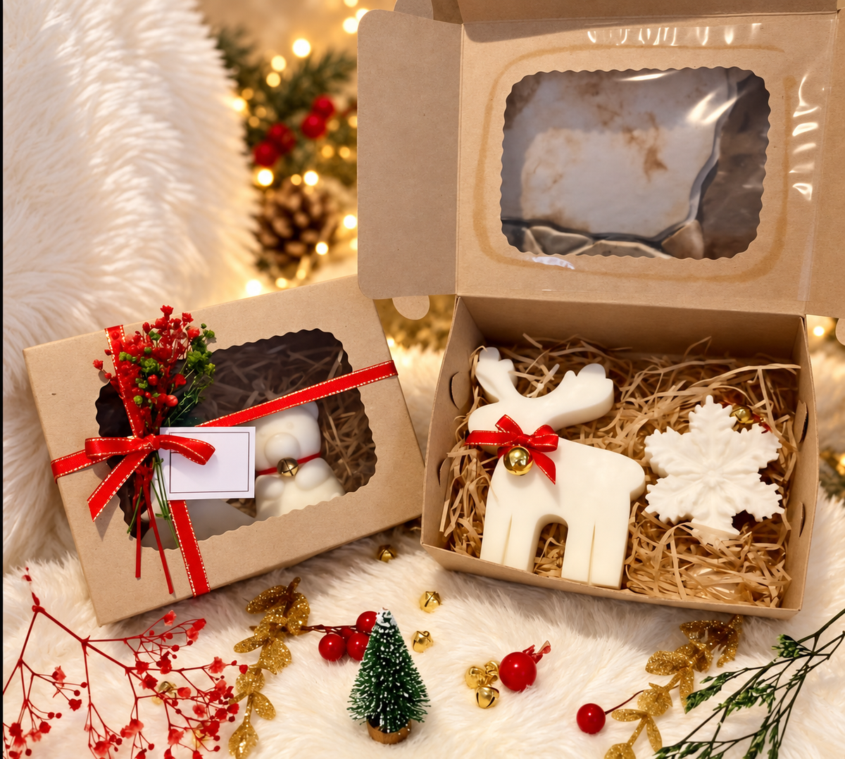 Reno y copo de nieve · propuesta visual de la colección Navidad de Sya.